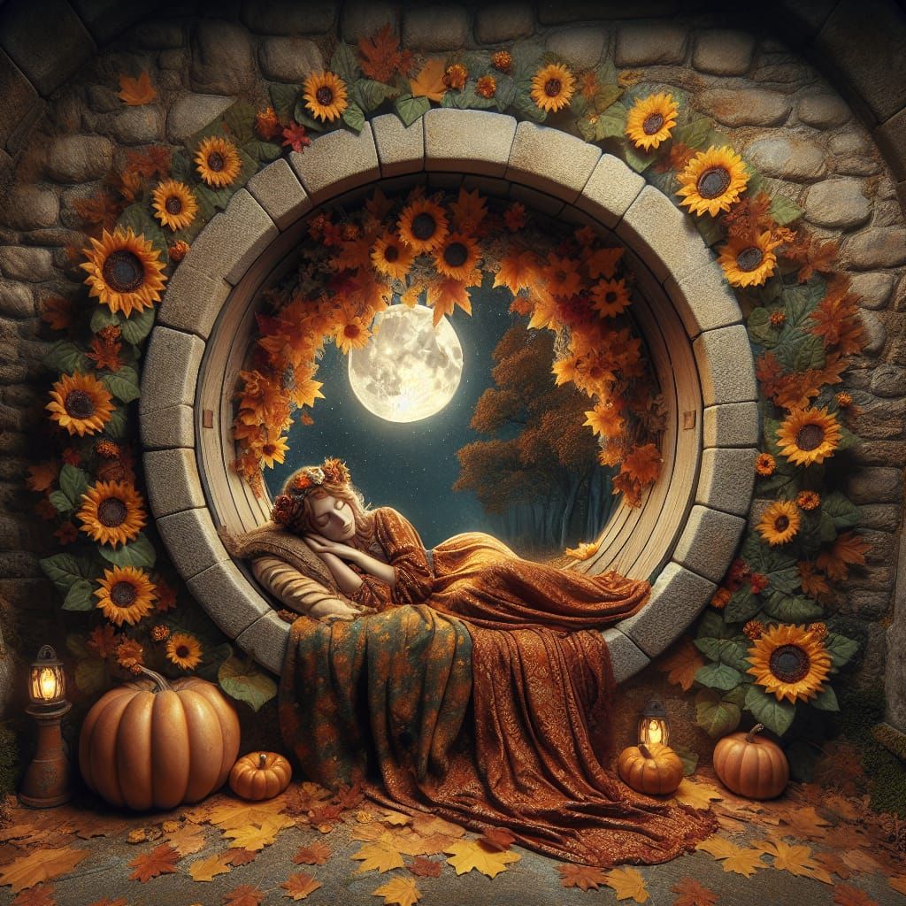 Fairy Hibernation in Autumn Window