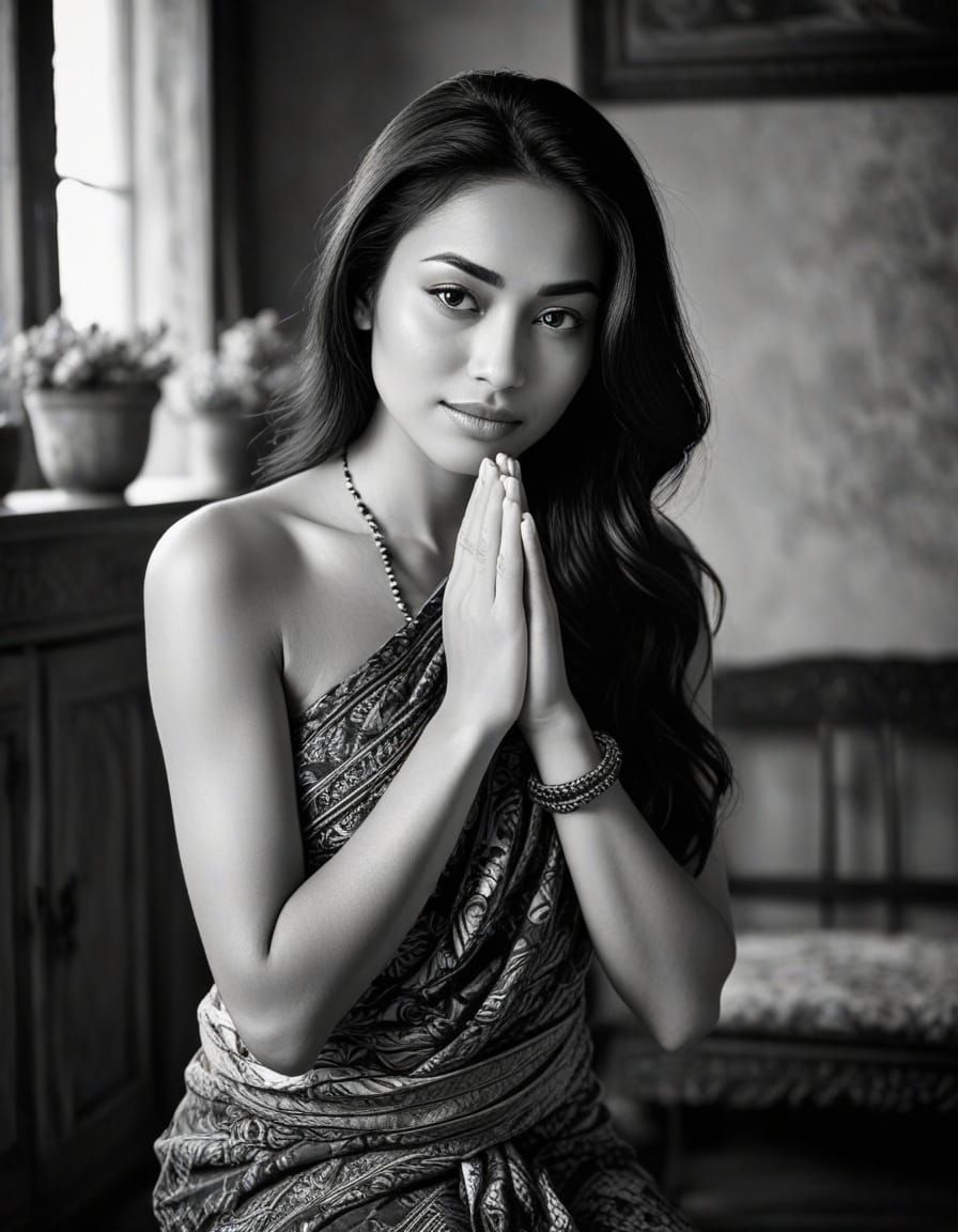 Vintage Portrait of Indonesian Woman in Sepia Tone