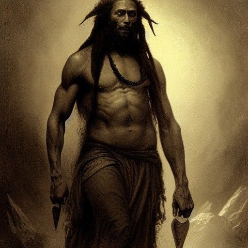 Muscular Rastafarian Shaman in Dark Fantasy Style