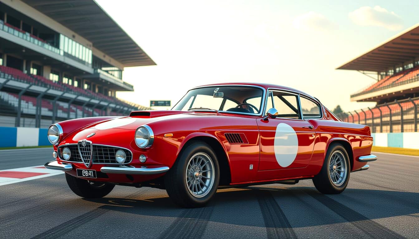 1960s Classic Sports Car in Glossy Black-Cherry