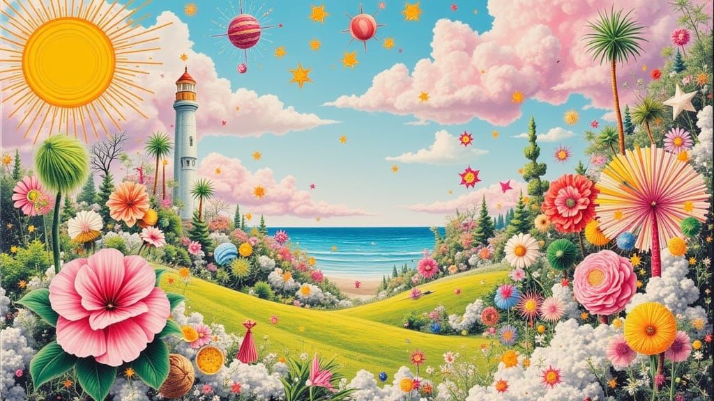 Summer Dadaism in Pastel Airbrush Style