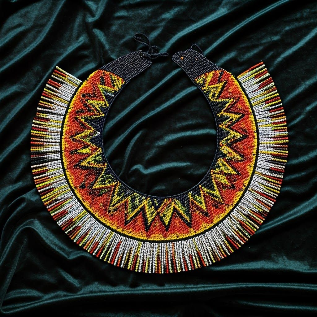 Vibrant Ndebele Beaded Necklaces in Pop Art Style