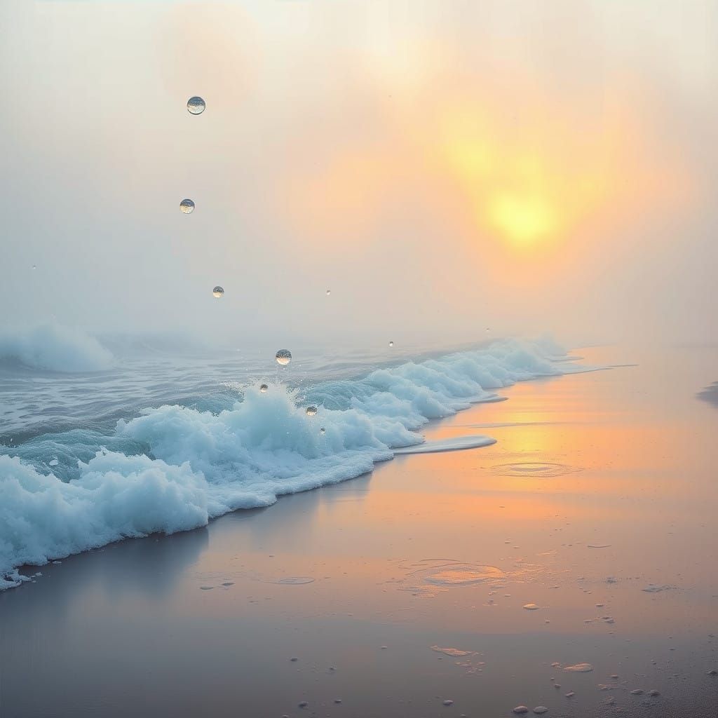 Golden Dawn on a Surreal Beach