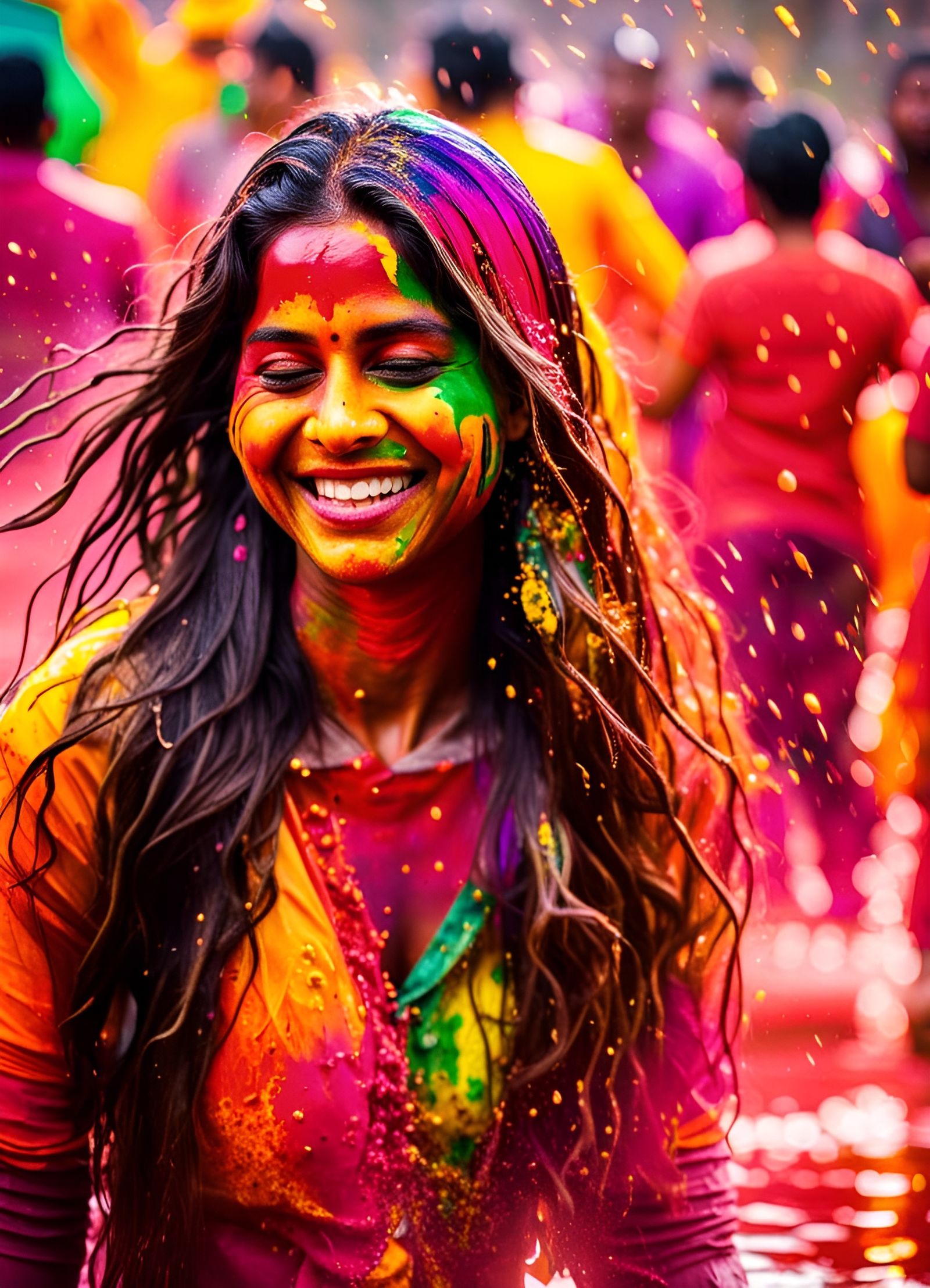 Holi Festival Celebration in the Ganges. Patna, India.