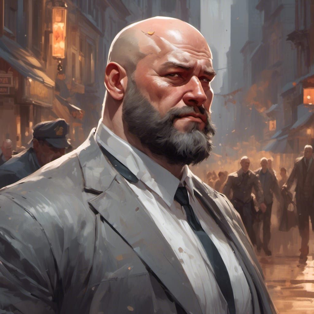 Overwhelmed Mayor Portrait in Hyperdetailed Style