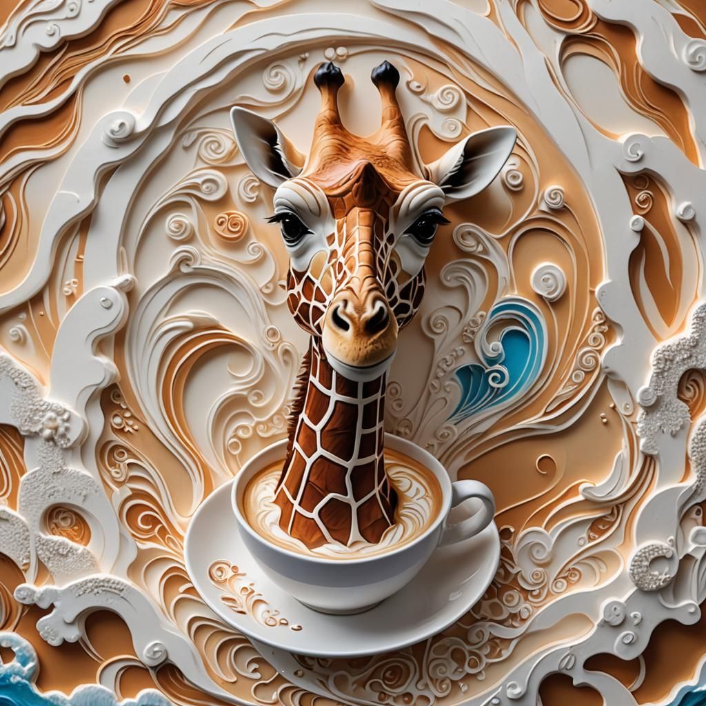 Exquisite Giraffe Latte Art Scene