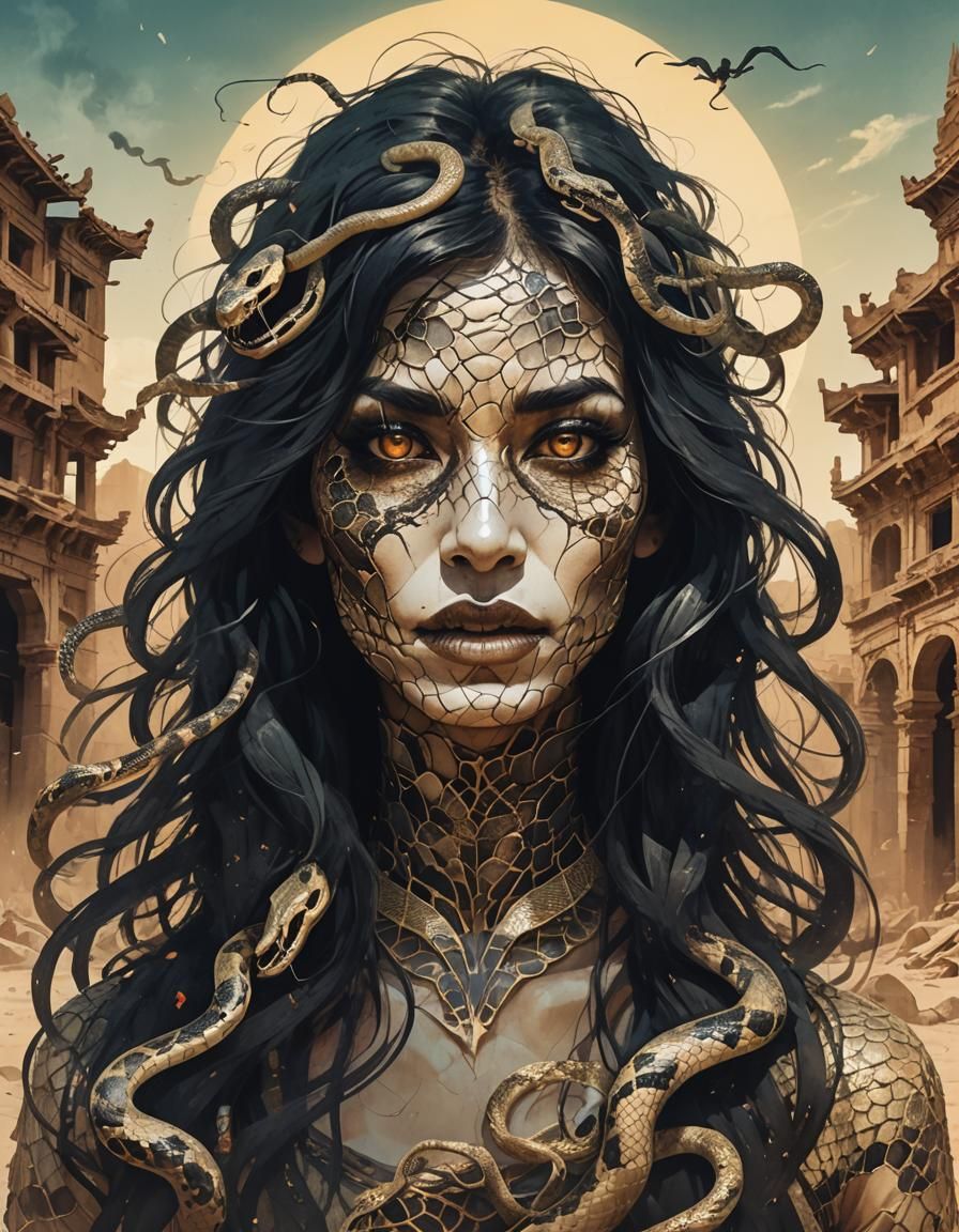 Terrifying Snake Woman in Desert City