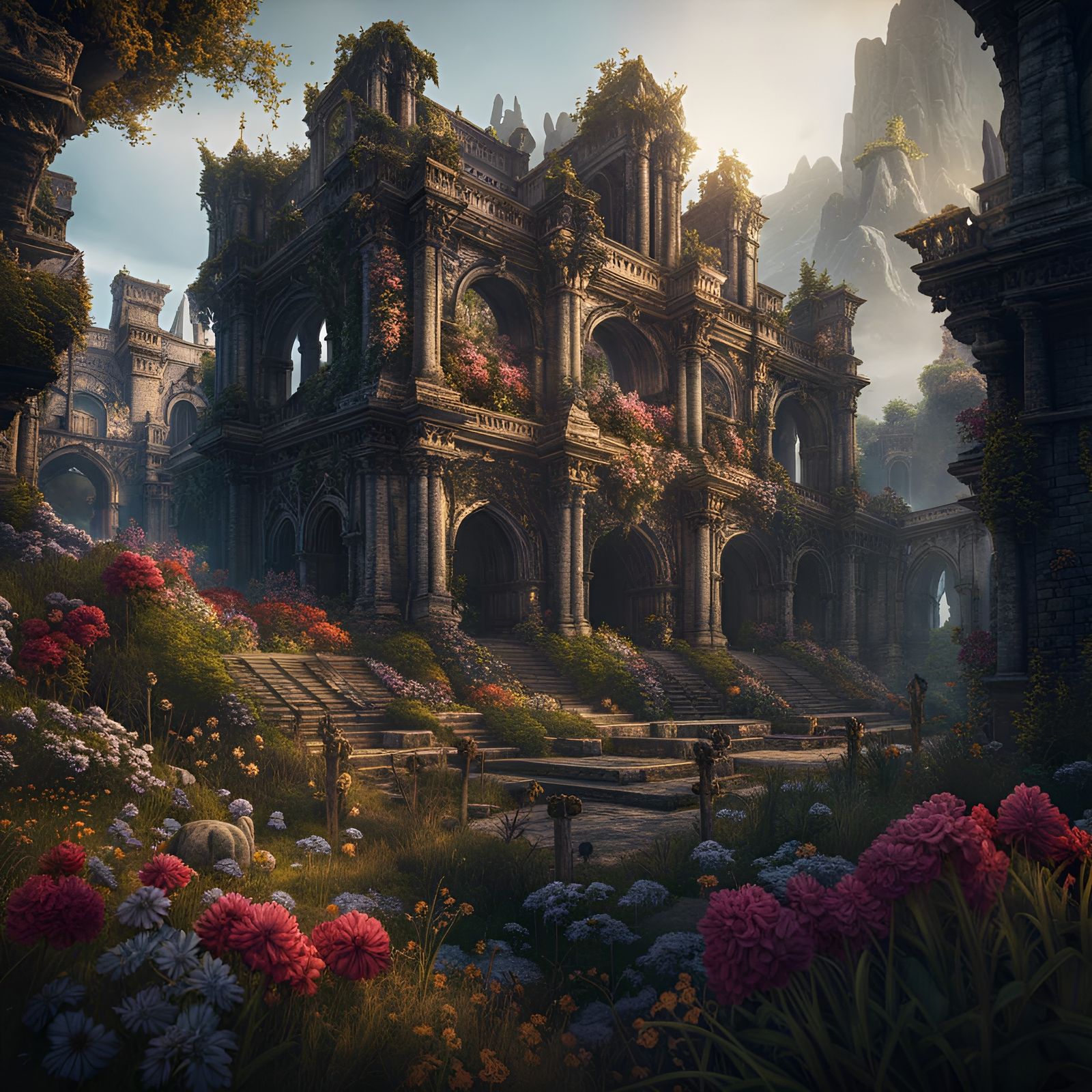 Ruins and flowers
