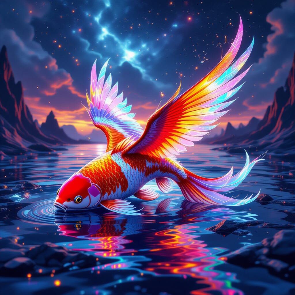 Phoenix Koi Hybrid in Cosmic Waters