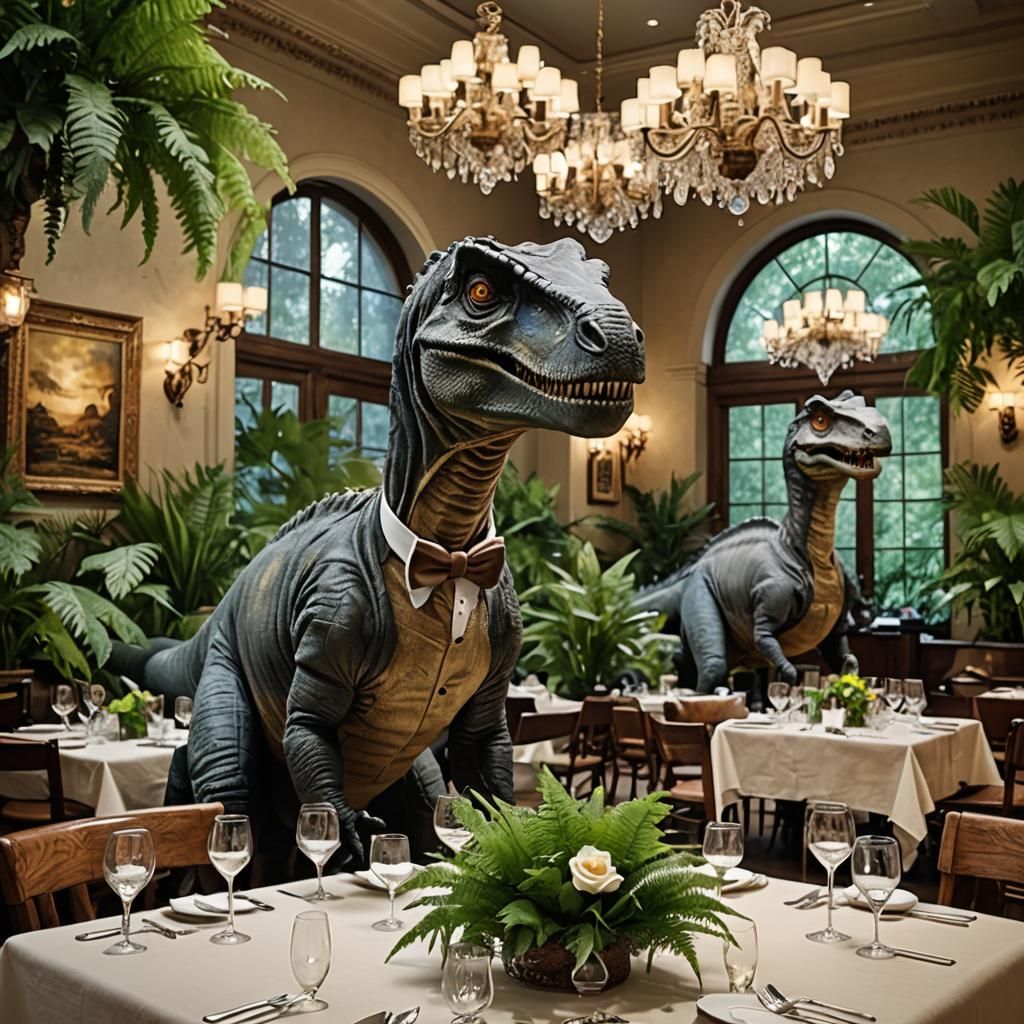 Dinosaurs Dine in Luxurious Hyper-Realistic 3D Restaurant Sc...