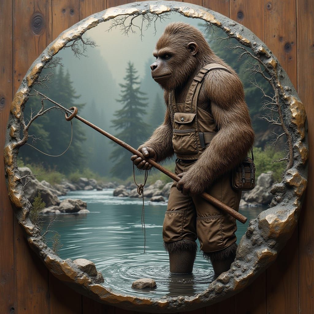 Ancient Metal Ingot Depicts Sasquatch in Serene River Scene