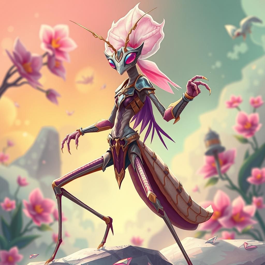 Orchid Mantis Warrior in Manga Style