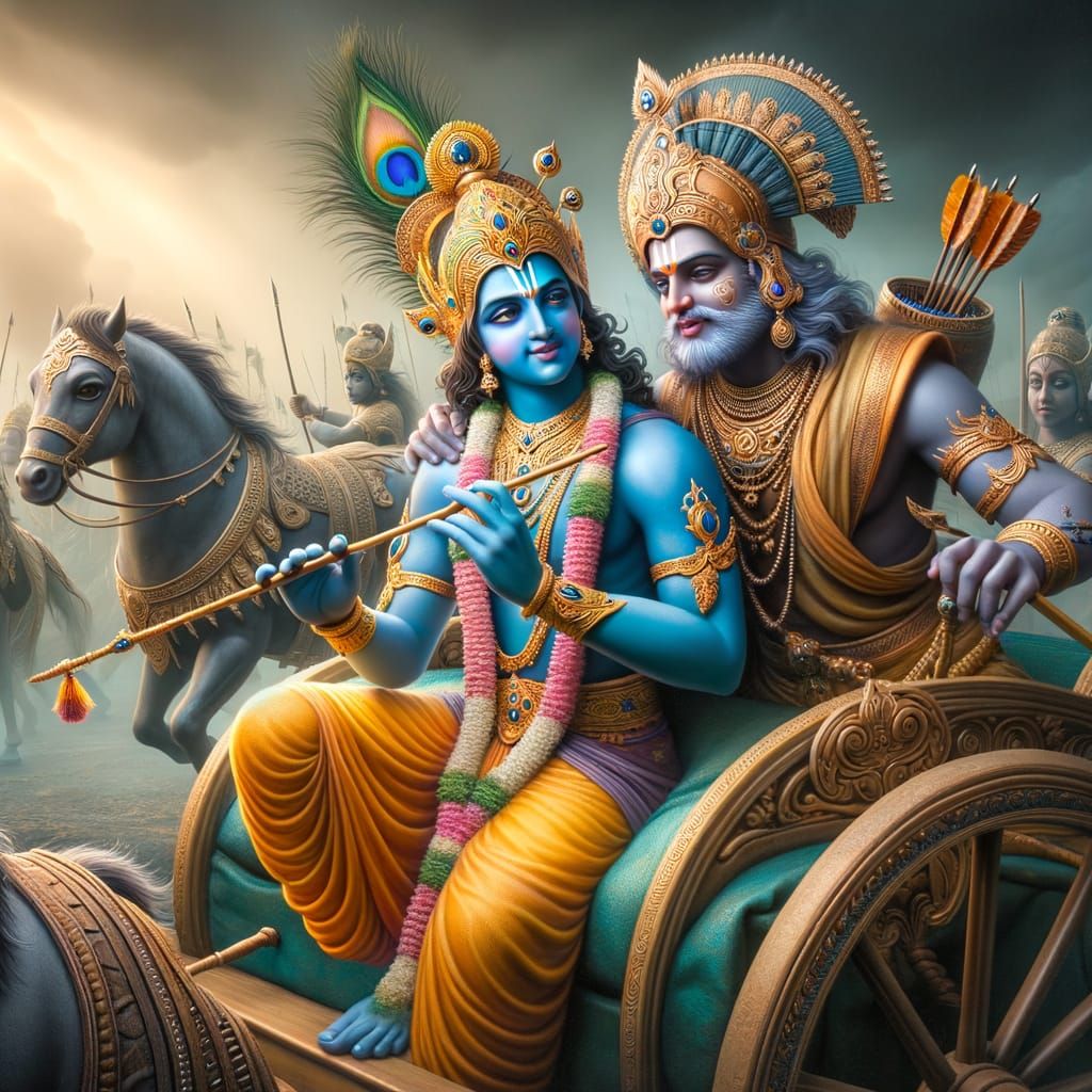 Epic Portrayal of Krishna and Arjuna in Ancient Indian Epic ...