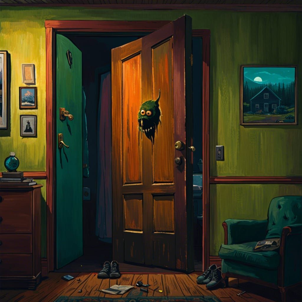 Monster Peek: A Dark and Scary Horror Scene