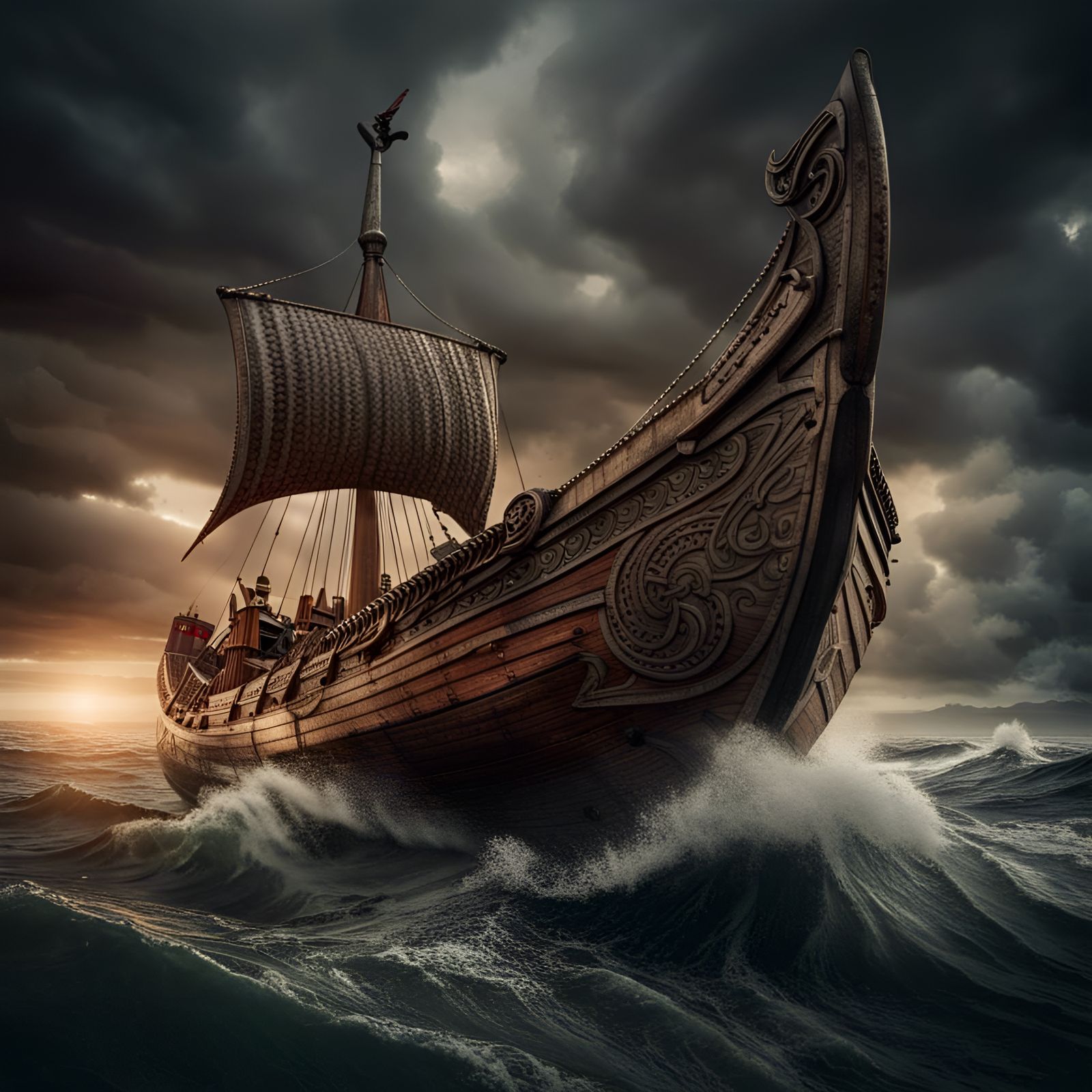 Viking Ships Battle in Hyperrealistic Detail