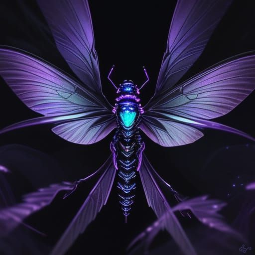 Moonlit Insect in a Mystic Realm