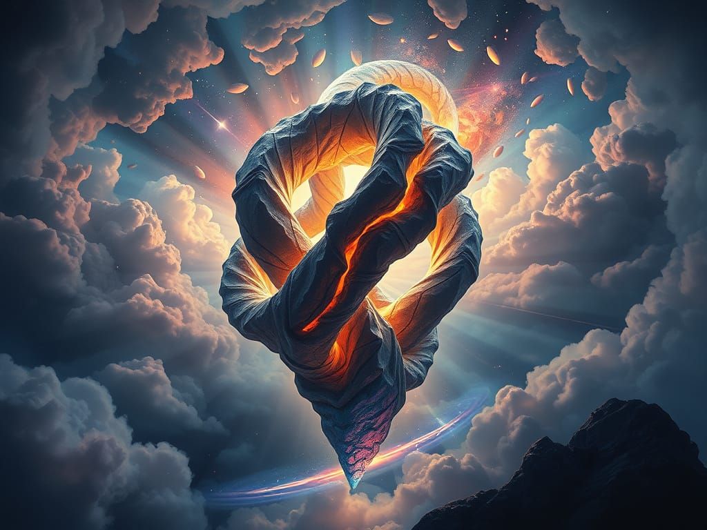 Ethereal Sculpture of Impossible Shapes in Vibrant, Dark Fan...