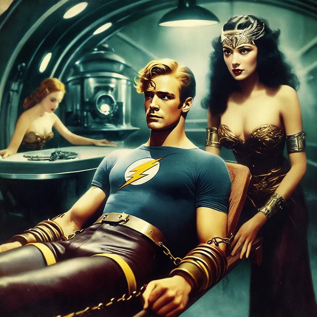 Flash Gordon Sci-Fi Rescue in Retro-Futuristic Style