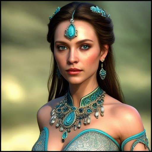 Princess in Ornate Regalia: Hyperrealistic Digital Art