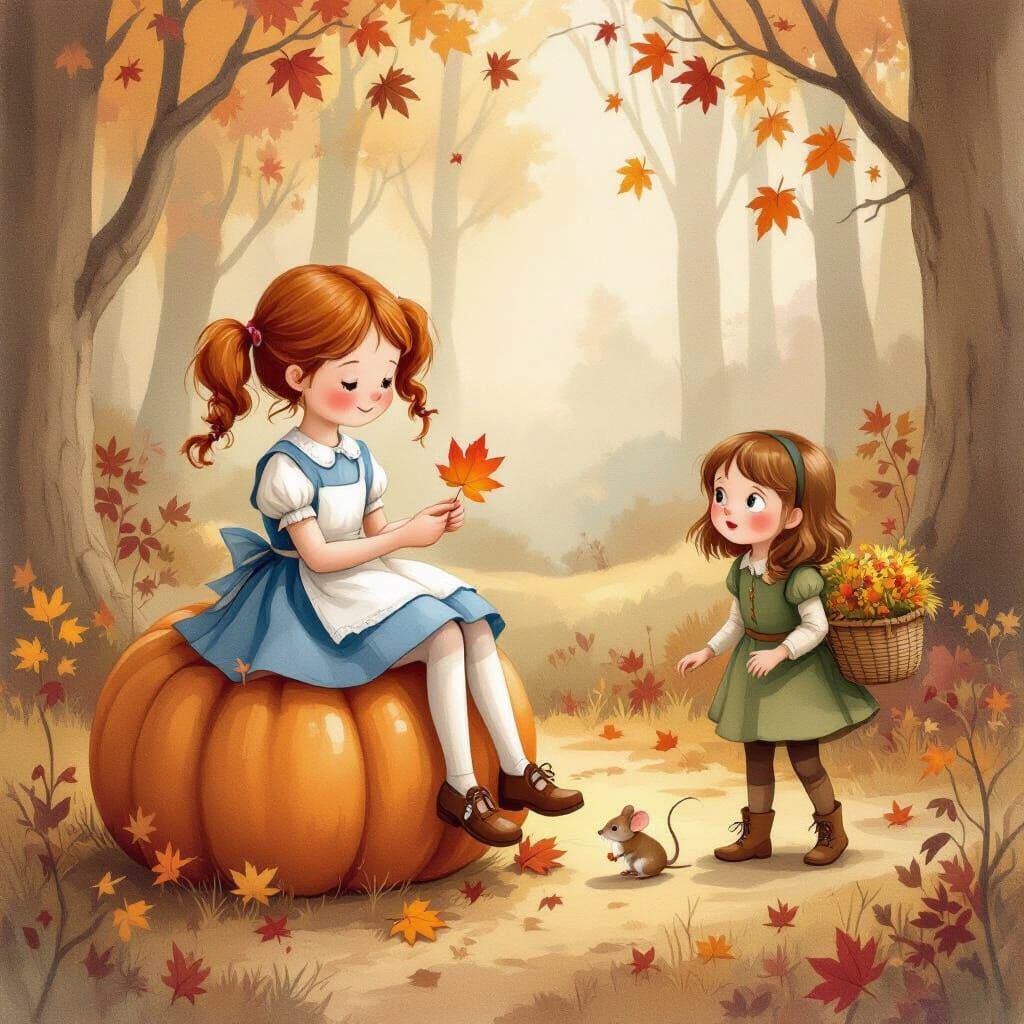 Whimsical Autumn Forest Scene for Handmade Card