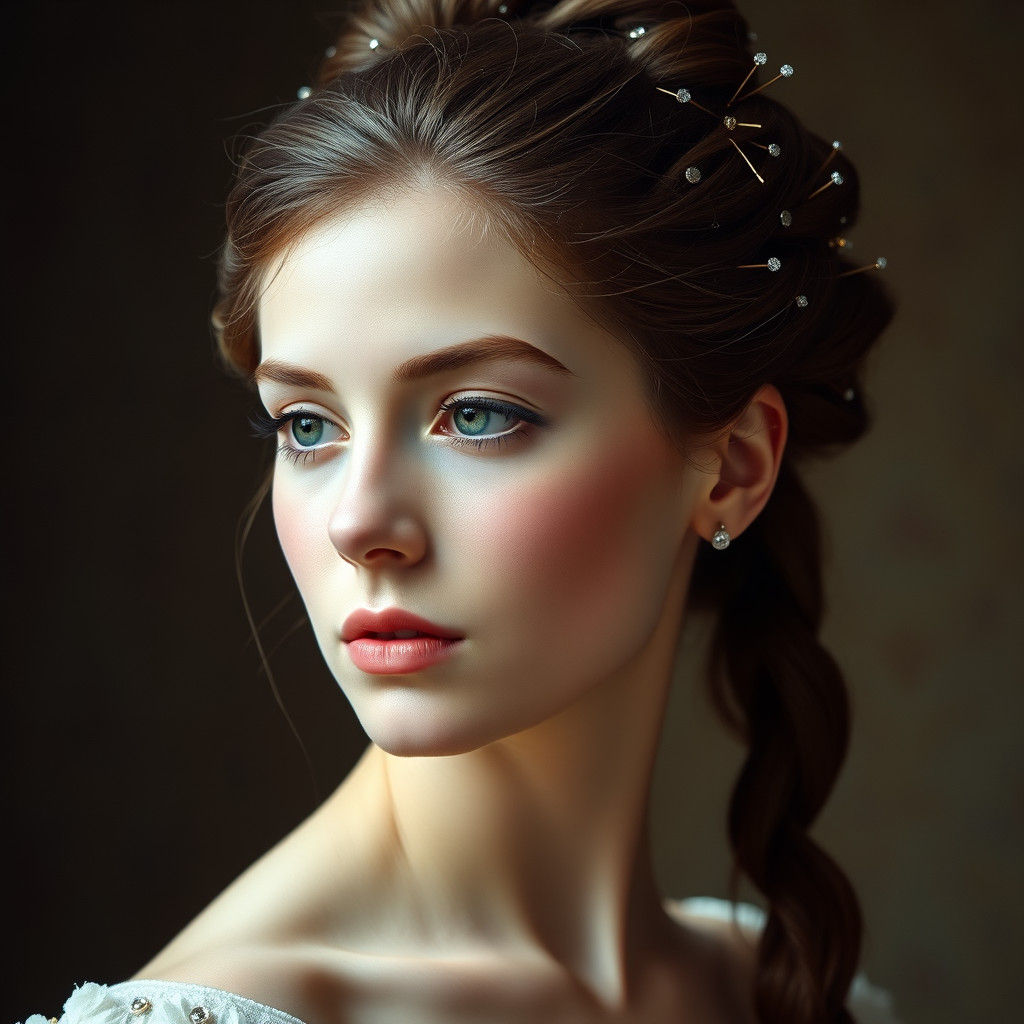 Elegant Woman with Diamond Updo Hairstyle