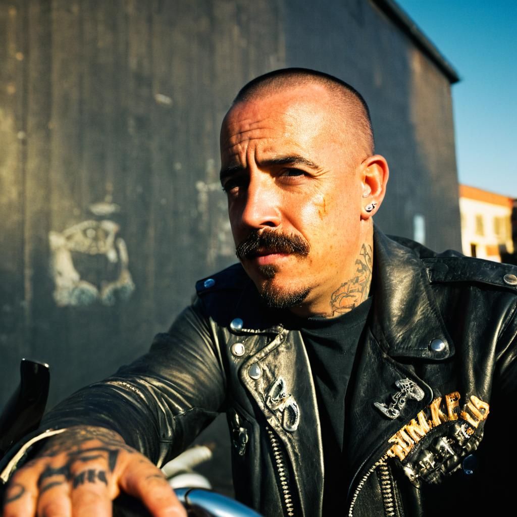 Biker Gang Portrait in Cinematic Film Style