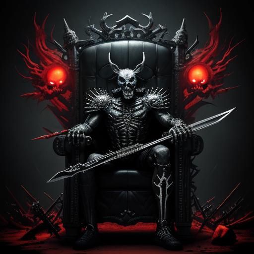 Cartoon Kangaroo Boxer on Skull Throne: Digital Art