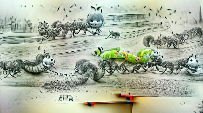 Caterpillars and Ants Race to the Finish Line
