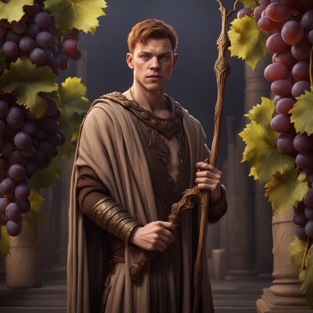 Detailed Dionysus Portrait in Fantasy Concept Art Style