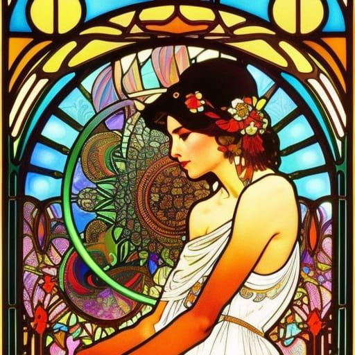 Trippy 1968 Hippie Festival in Art Nouveau Style