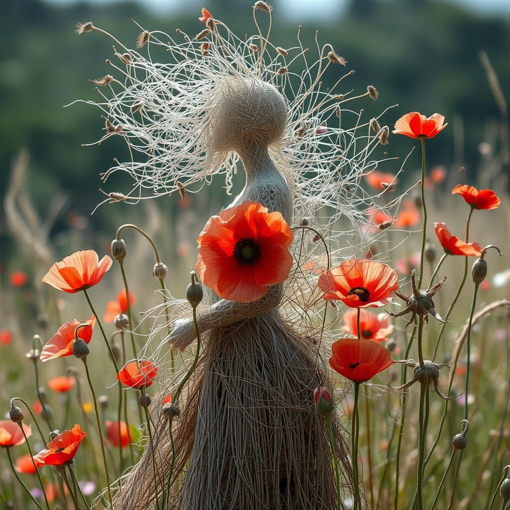 Ephemeral Woman Made of Nature in Dreamlike Setting