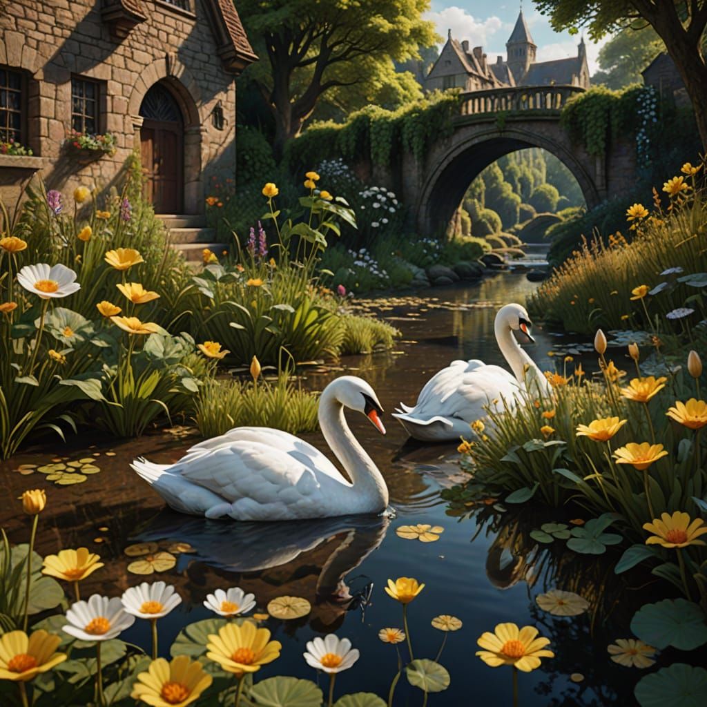 Vibrant Yellow Bloom Amidst Whimsical Street Scene