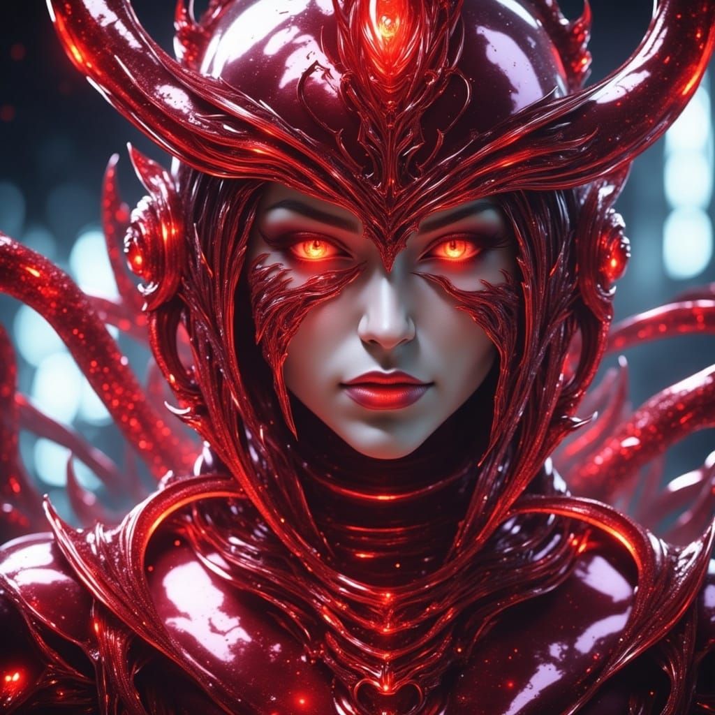 Alluring Cyberpunk Figure with Metallic Eyes