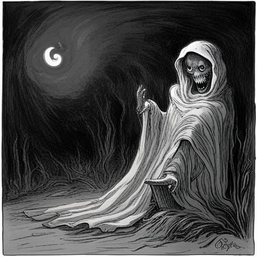 Evil Ghost in Gothic Horror Style