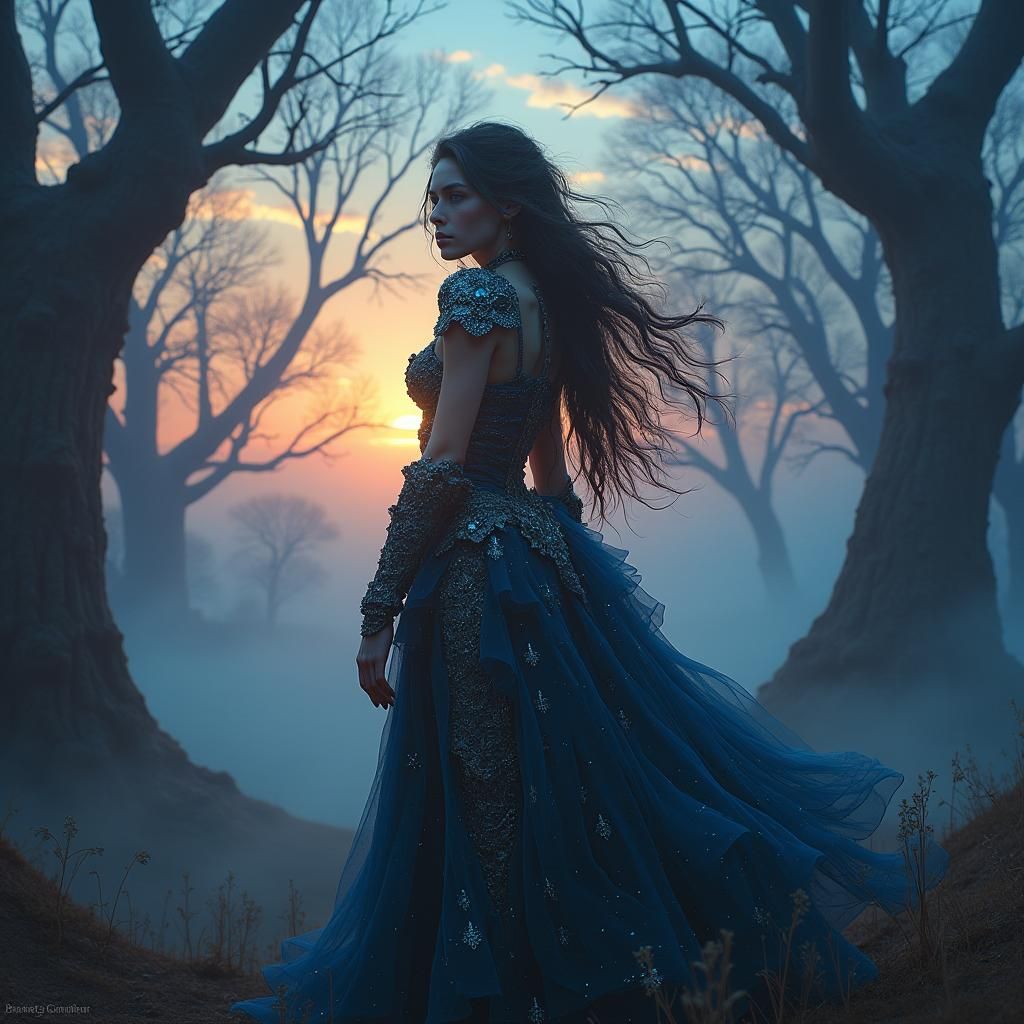 Mystical Brunette Model in Fantasy Realm