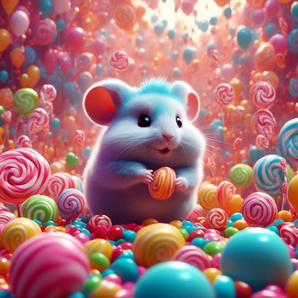 Candy Art Hamster in Whimsical Candyland Style
