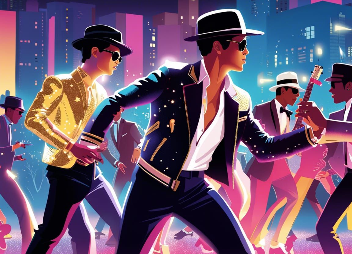 Musicians Dancing in a Maximalist Digital Art Style