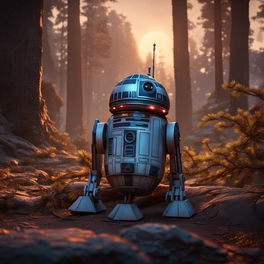 Funny Star Wars Droid at Sunrise