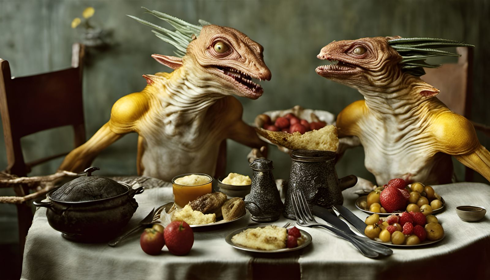 Exotic Feast: Alien People in Photorealistic Style