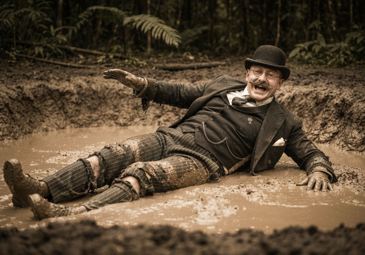 Edwardian Gentleman's Mud Bath in Sepia