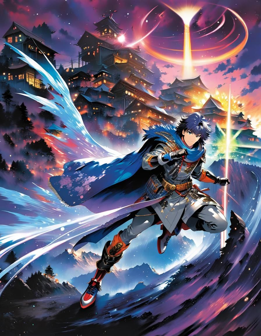 Heroic Anime Character Protects Settlement: Detailed Sci-Fi ...