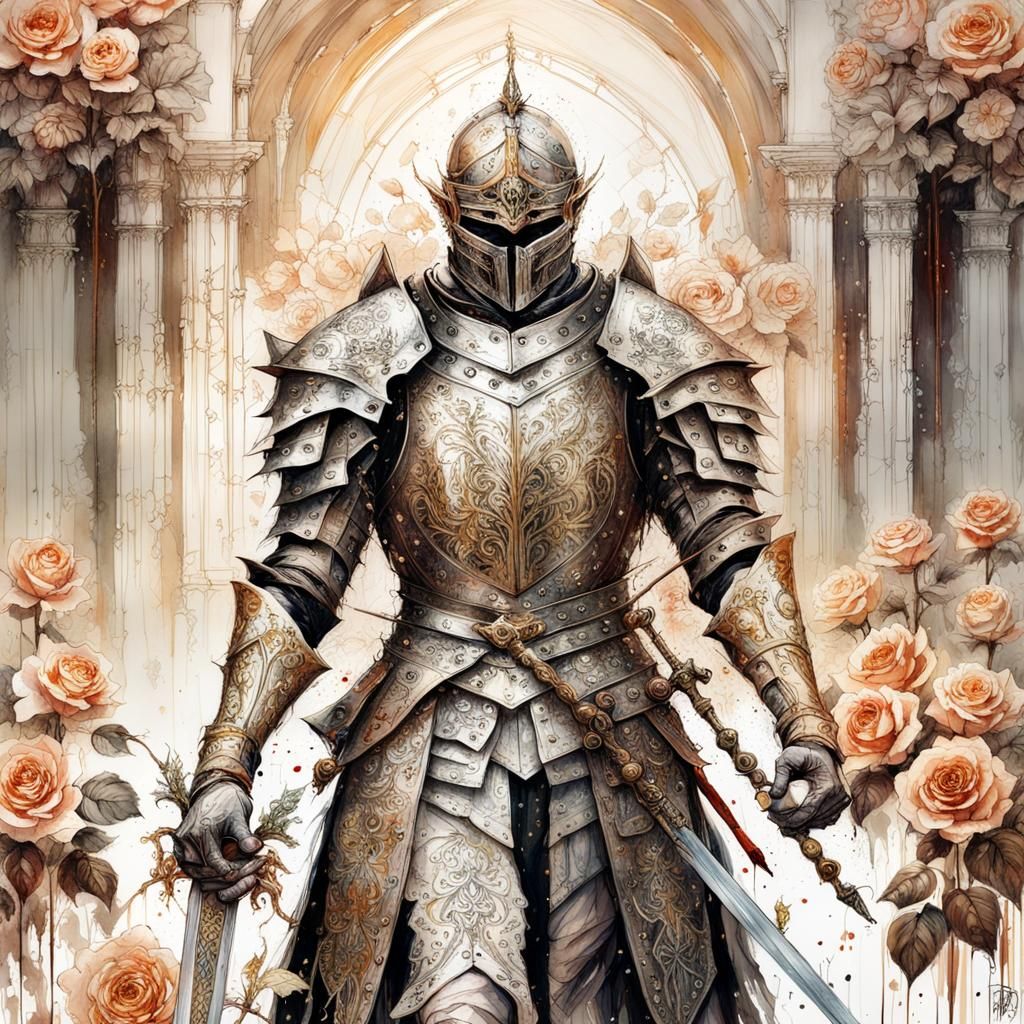 Fairycore Knight with Sword and Rose