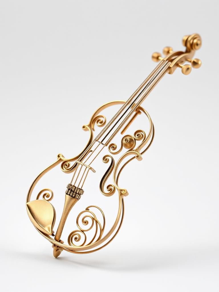 Filigree Violin Macro Photograph in Rococo Style