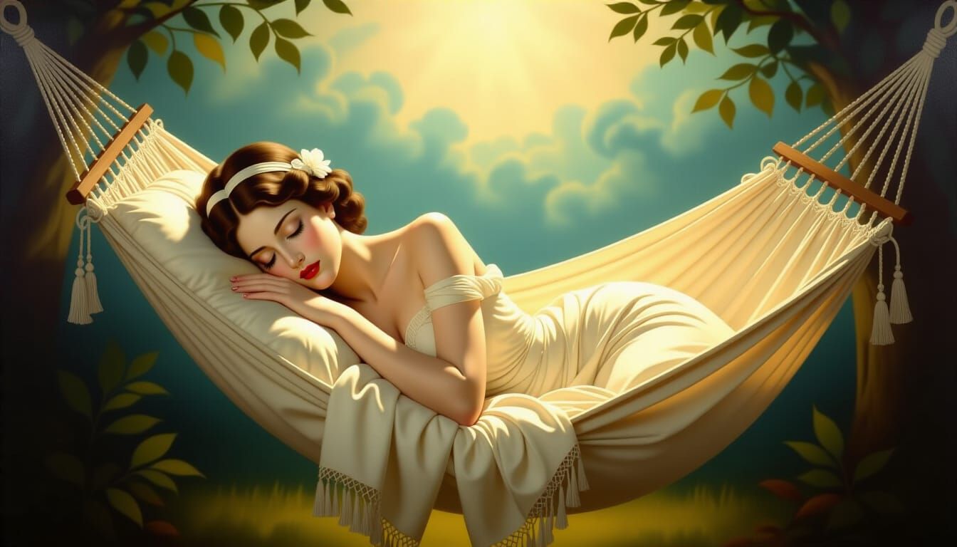 Surreal Woman Sleeping in Hammock, Florentine Craftsmanship