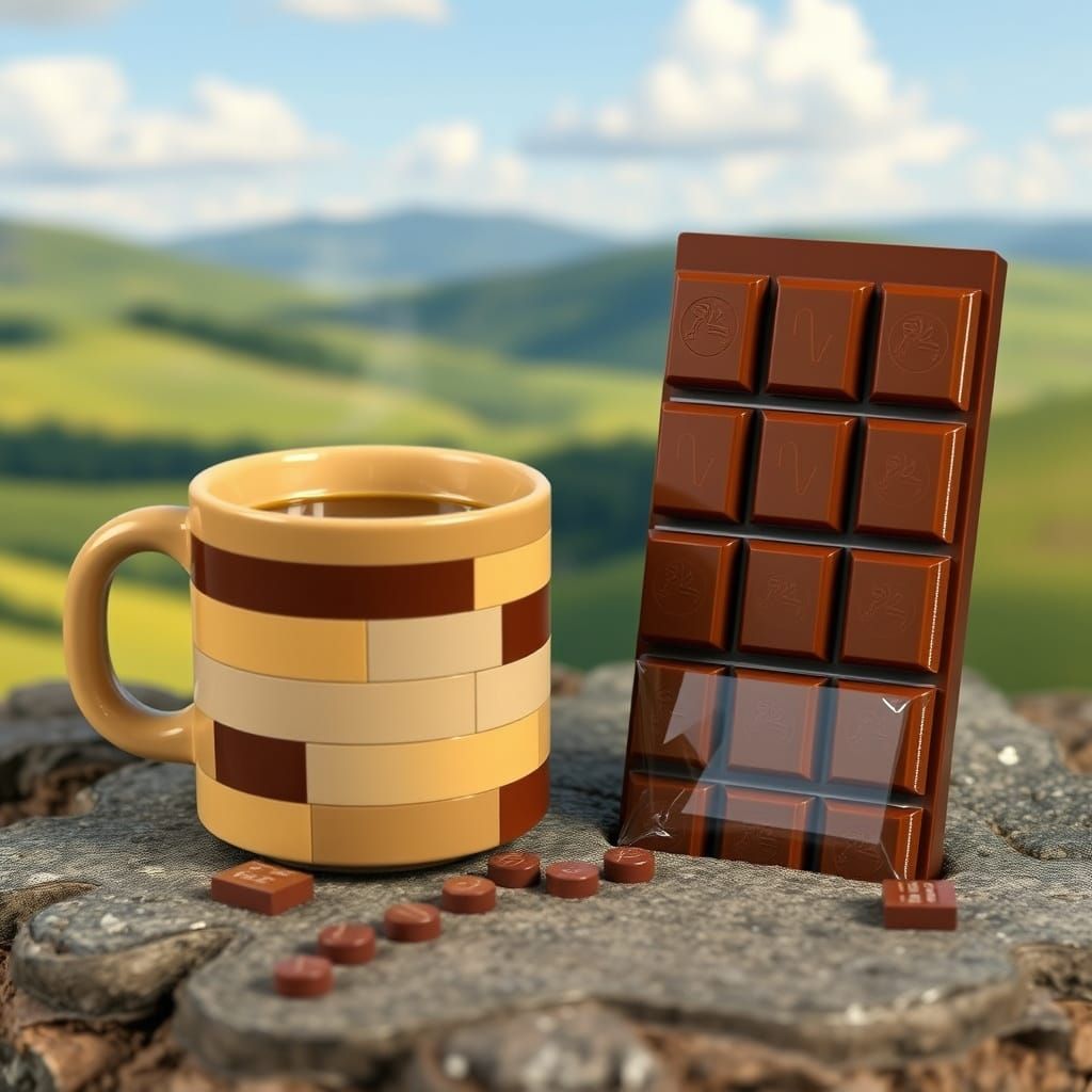 Lego Coffee Cup and Chocolate Bar Landscape