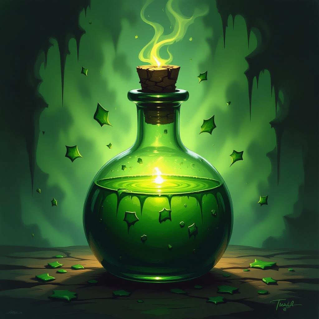 Grotesque Green Potion with Tissue Fragments