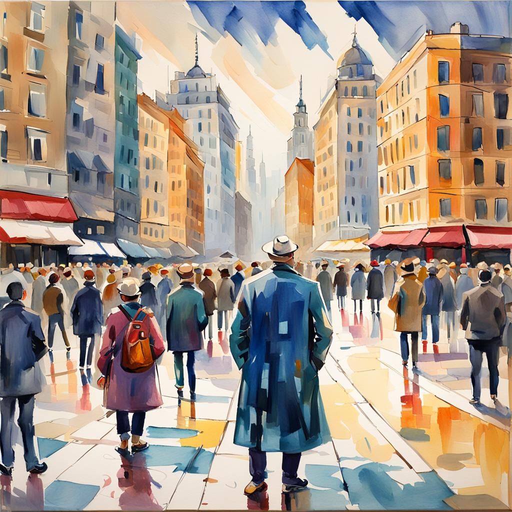 Impressionist Cityscape Painting with Thick Brushstrokes