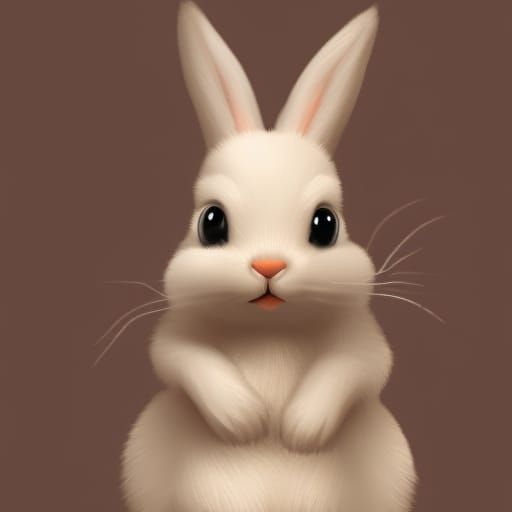 Rabbit in Fancy Coat with Flowers and Cityscape