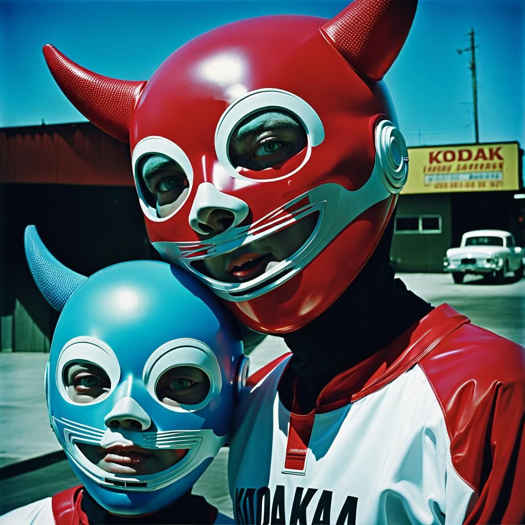 Eerie Sentai Mascots in 90's Style Photography