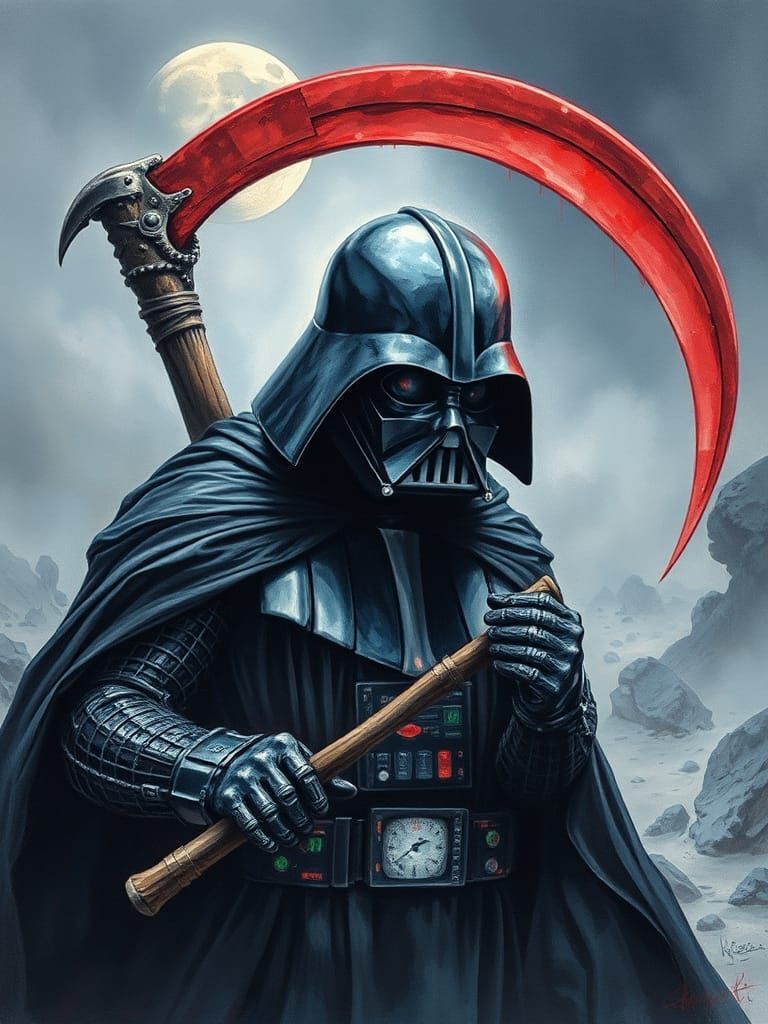 Grim Reaper as Darth Vader in Watercolor